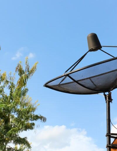 Satellite dish with blue sky